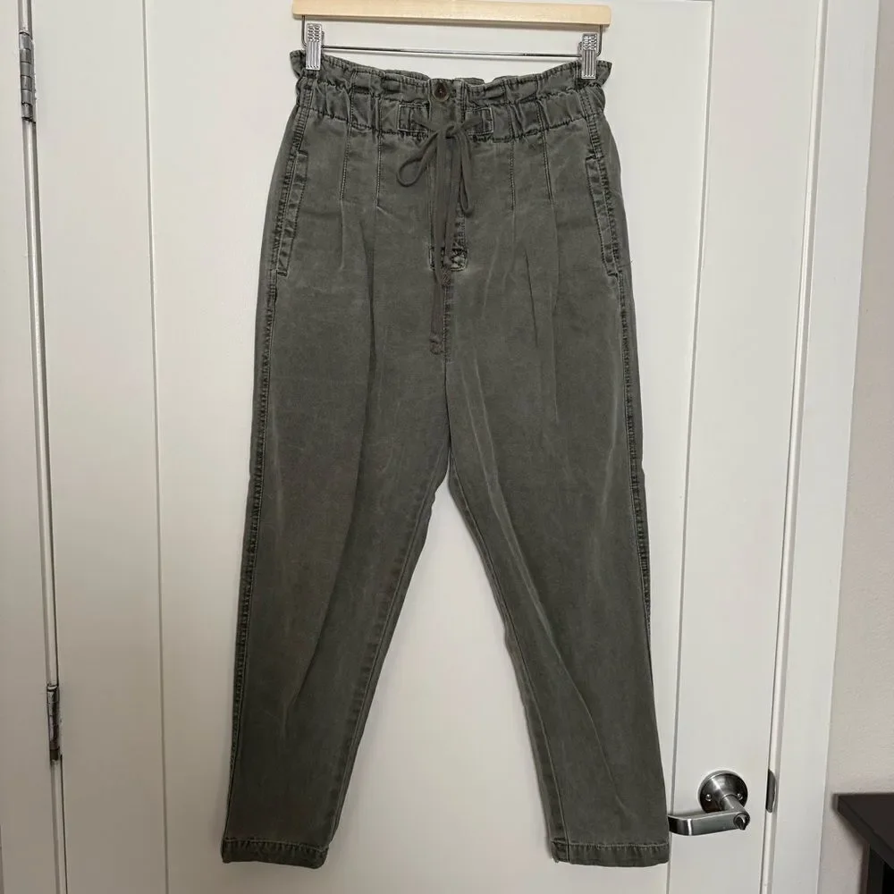 Free People Margate Pleated Trouser Pants Womens Sz XS Gray Button Fly Boho